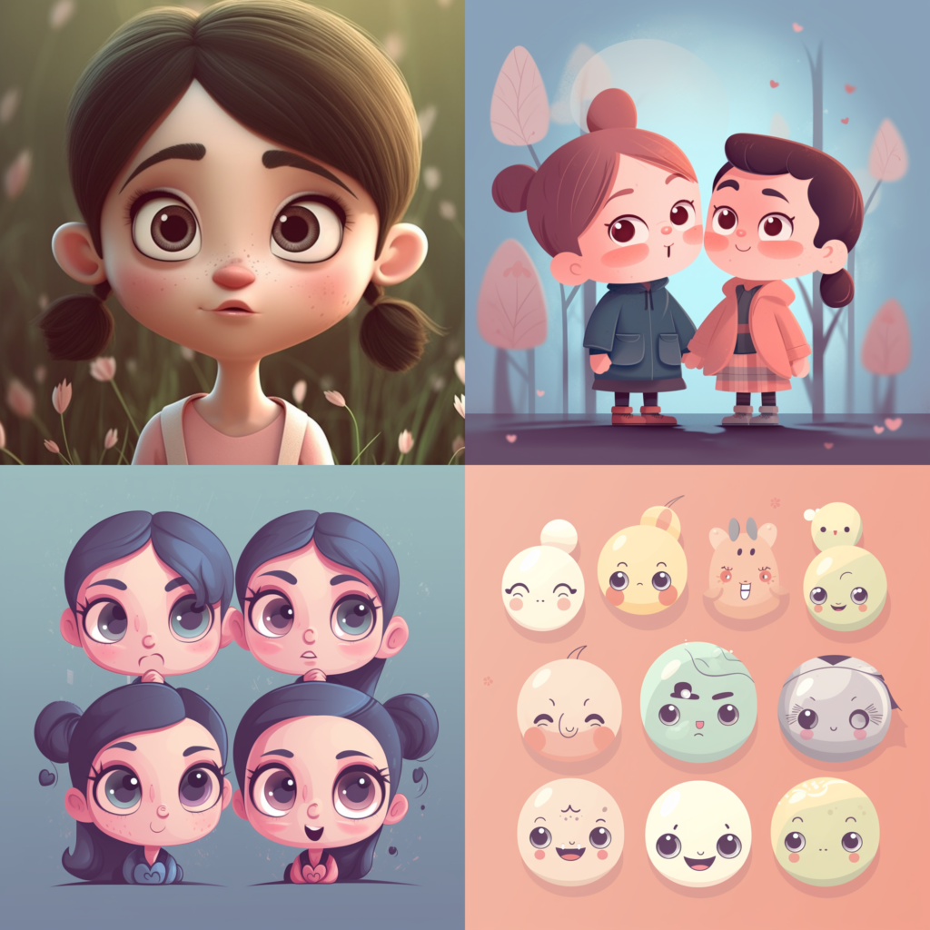 Charming Cartoon Characters, Adorable & Simple.