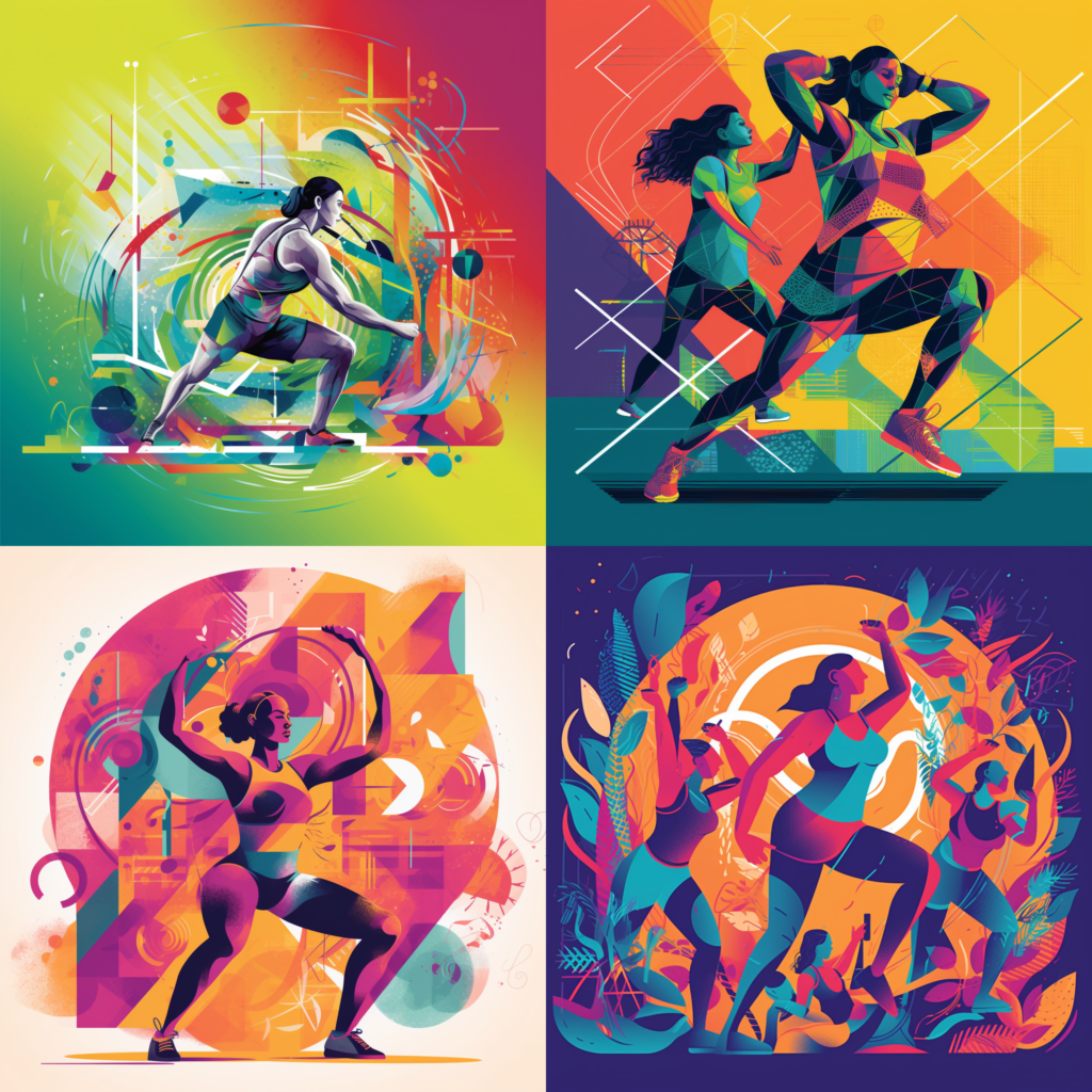 Fitness, Advertisement, Energetic, Illustration, Dynamic.